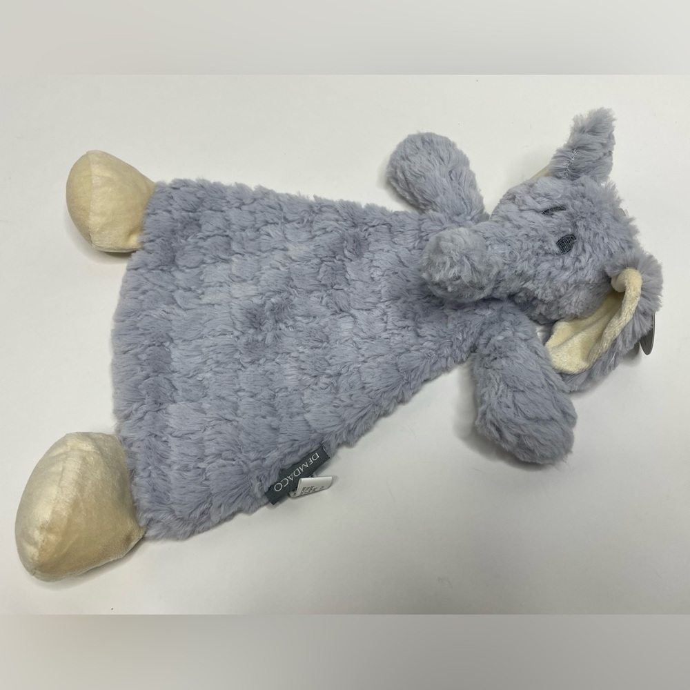 Demdaco Plush Security Blanket Ellery Elephant Lovey Rattle Comfort Blue NWT HTF
